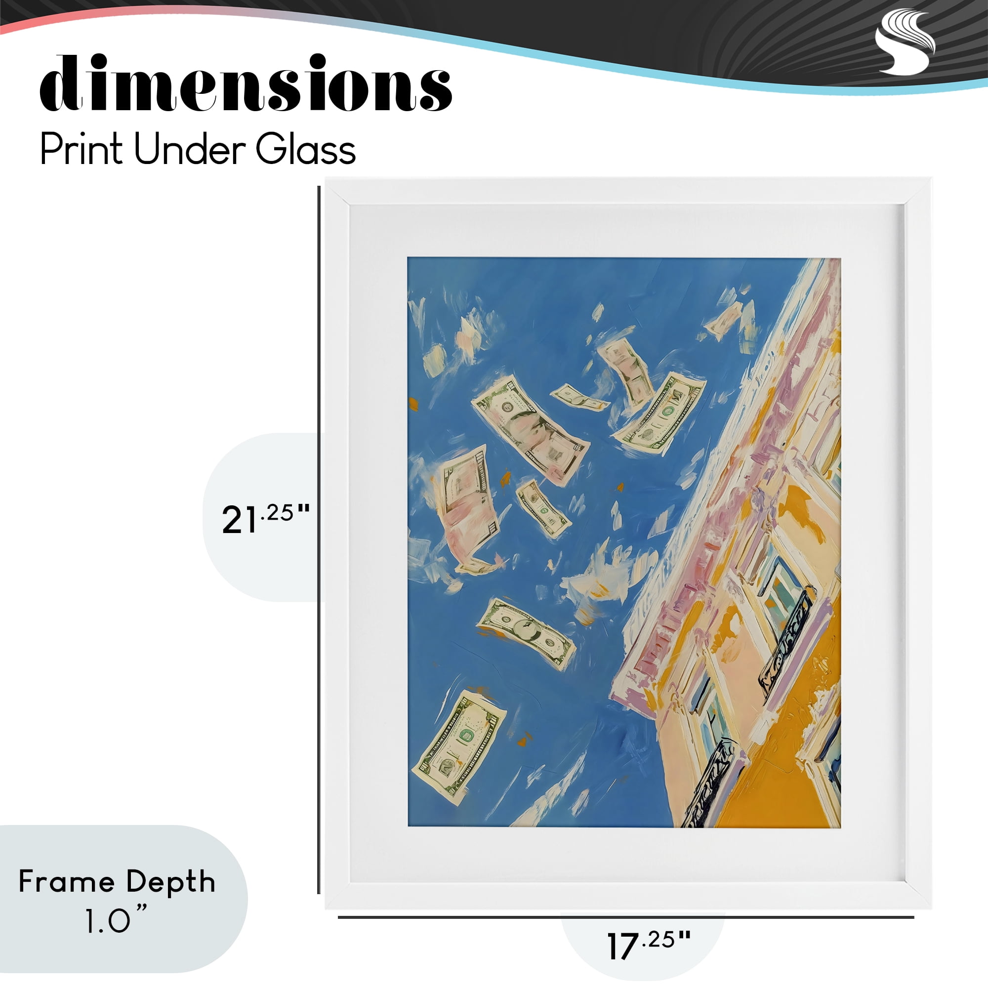 Stupell Industries Money Rain Drifting Past Windows White Framed Print Under Glass, design by The Prints Vibe