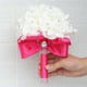 thumbnail image 4 of Nvzi Ramo de novia de rosas artificiales, ramo de flores naranjas para dama de honor con cintas de diamantes, ramos de flores falsas para bodas, compromisos, iglesias, 4 of 5
