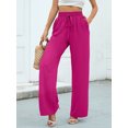 thumbnail image 2 of SHOWMALL Women's Pants Wide Leg Pants Magenta S High Waisted Loose Trousers with Slant Pockets, 2 of 10