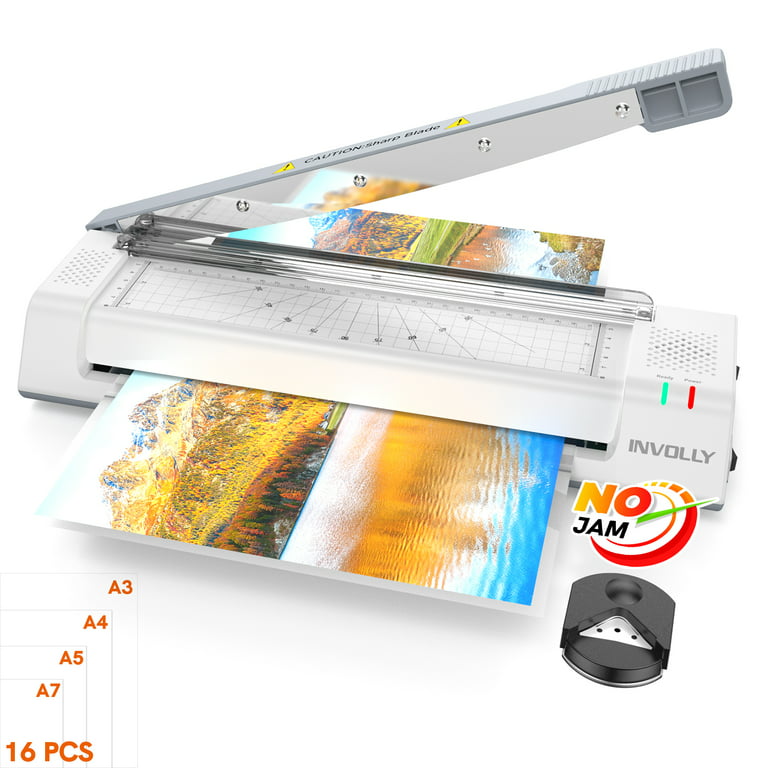 fingeraftryk Tag fat kant Involly Laminator, Laminator Machine with Paper Cutter and Corner Rounder,  No Paper Jam/No Bubbles, 13 inch Laminating Machine with 16 Pouches for  Office School Home Personal - Walmart.com