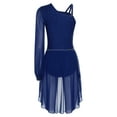 thumbnail image 4 of iiniim Women Lyrical Dance Dress Modern Contemporary Ballet Costume Asymmetric Shoulder Flowy Leotard Skirt Navy Blue M, 4 of 7