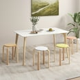 thumbnail image 3 of Gymax Tabourets Empilables Sans Dossier en Bois Courbé, 4 Pcs, Tabouret Empilable en Bois avec Hauts Ronds, 3 of 10