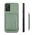 thumbnail image 4 of Cutyskin Carbon Fiber Texture PU Leather Case for Samsung Galaxy Note20 Ultra, with Detachable Card Holder, Compatible Magsafe Charging, Ultra Thin Design Shockproof Phone Case for Note20 Ultra, Green, 4 of 5