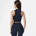 thumbnail image 4 of Active Women's High Neck Cropped Tank Top with Racerback Design - Small, Navy, 4 of 6