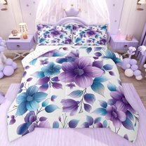 Castle Fairy Teens Purple Flowers Twin Comforter Sets,Exotic Style Bedding Set