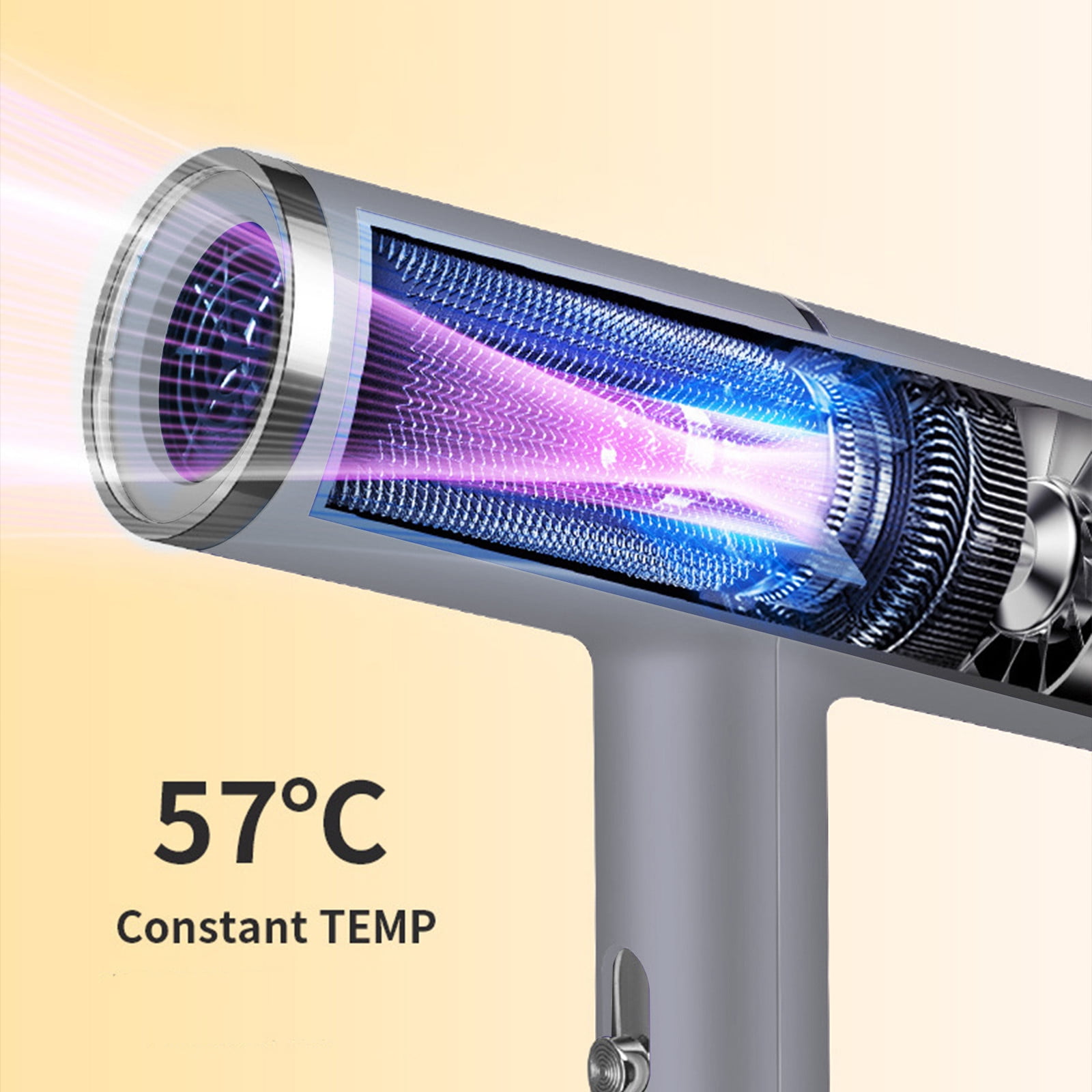 Plasma Ion Hair Dryer with Diffuser for Curly Hair Professional High Speed Blow Dryer with Plasma Ion 800W Foldable Travel Hairdryer Fast Drying for Women Men (Grey)