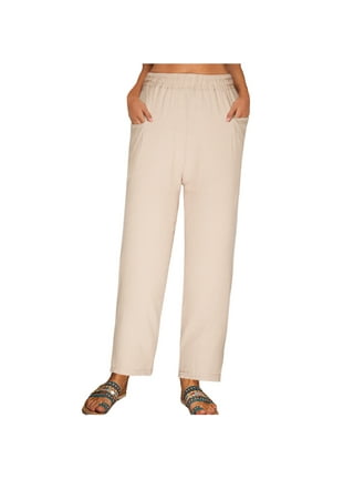 CZHJS Women's Solid Color Cotton Linen Pants Clearance Light