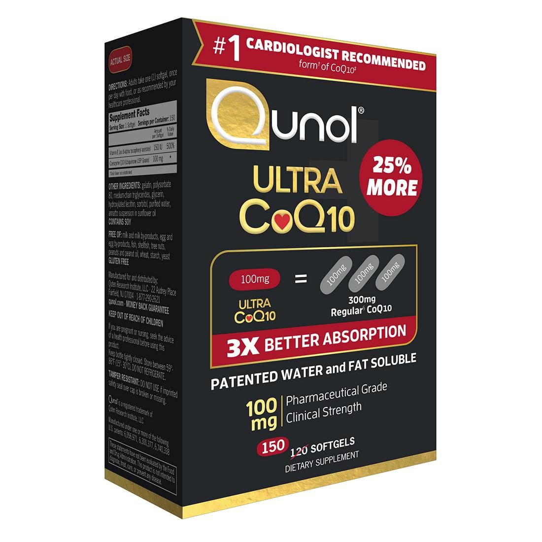 Qunol Ultra Coenzyme Q10 (CoQ10) 100mg Softgels, 150 ct.
