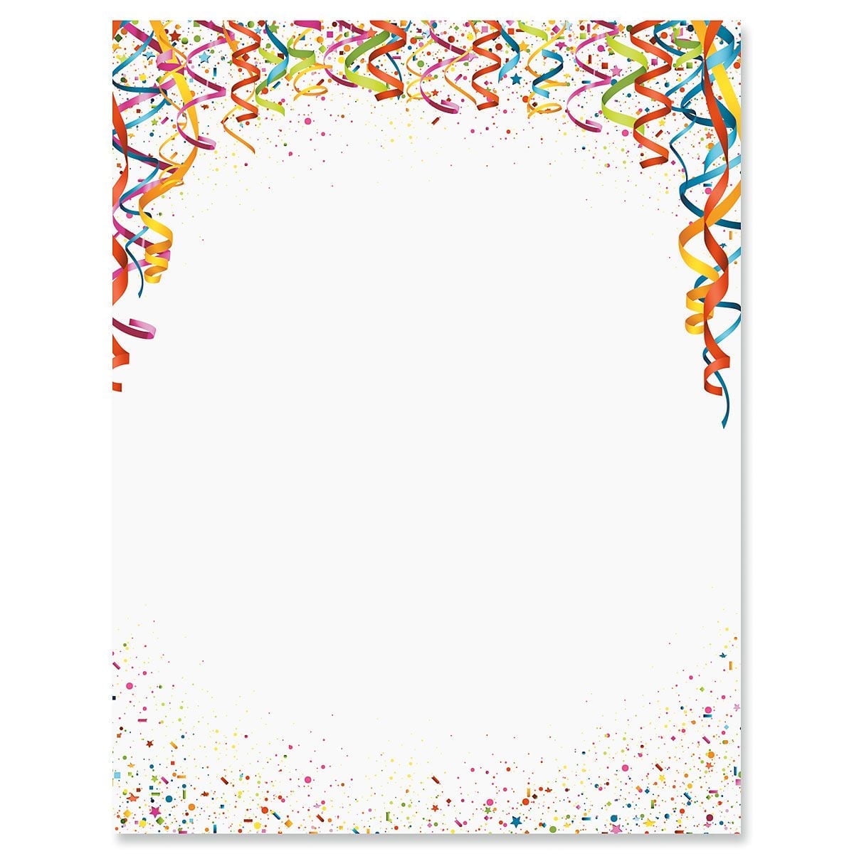 Current Celebration Confetti Letter Paper - Birthday Stationery Papers With Decorative Border Designs Printable Holiday Wedding & Party Invitation Letterhead Sheets Set of 25 8 1/2 x 11
