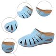 thumbnail image 5 of Rokment Womens Orthopedic Wedges Clogs Fisherman Sandals Boho Beach Vintage Buckles Leather Closed Toe Arch Support Platform Walking Mules Gladiator Backless Slip on Slides Summer Sky Blue Size 8, 5 of 7
