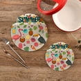 thumbnail image 2 of SKYSONIC Cute Summer Flamingo Pot Holders Trivets, 2 Pcs Heat Resistant Trivets,Tropical Palm Leaves Cotton Thread Weave Mats for Hot Pads Pans Pot Bowl Teapot for Kitchen Decor, 2 of 7