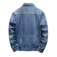 thumbnail image 3 of WREESH Fashion Winter Jacket Men'S Jackets Casual Slim Denim Jacket Long Sleeve Hoodless Denim Jacket Dark Blue, 3 of 4