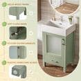 thumbnail image 3 of ENSHUI 20-Inch Green Bathroom Vanity with Ceramic Sink and Compact Storage, 3 of 13