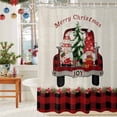 thumbnail image 6 of Merry Christmas Shower Curtains for Bathroom, Red Xmas Trucks Gnome Pine Tree Plaid Linen Waterproof Fabric Shower Curtain for Bathroom Bathtub Decoration, Machine Washable, 36"x72", 6 of 9