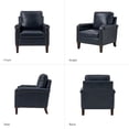 thumbnail image 6 of Tina's Home Mid-century Modern Genuine Leather Accent Armchairs Set of 2 with Unique Arm Design, Nailhead Trim & Loose Cushion, Living Room / Bedroom Chair, Navy, Assembly Required, 6 of 8