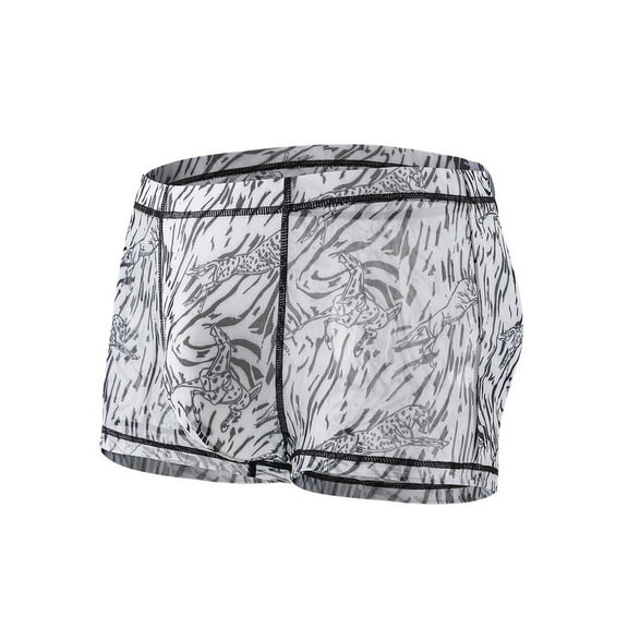 KHONTS Men's Irrational Graphic Printed Breathable Boxer Briefs Underwear Lifting Double Soft Underpants Black L