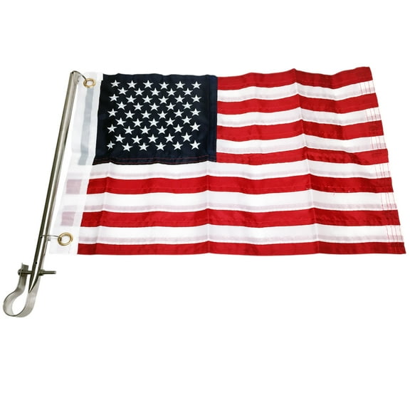 Pactrade Marine American Flag Stainless Steel Pole Rail with Mount 15-3/16"