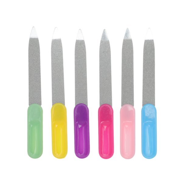 Unique Bargains 6 Pcs Limas de Uñas de Acero Inoxidable Doble Cara Duraderas Colores Mezclados