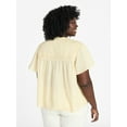 thumbnail image 3 of Terra & Sky Women's Plus Short Sleeve Smock Yoke Top, Sizes 0X-5X, 3 of 5
