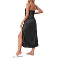 thumbnail image 3 of INSPIRE CHIC Women's Satin Nightgown Lace Cami Dress Maxi Long Gown Pajama Nightwear L Black, 3 of 6