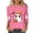 Pink, variant on Women's Long Sleeve Tops Tshirts Crewneck Printed Soft Casual Fall Clothes for Women Tees Blouses Pink L