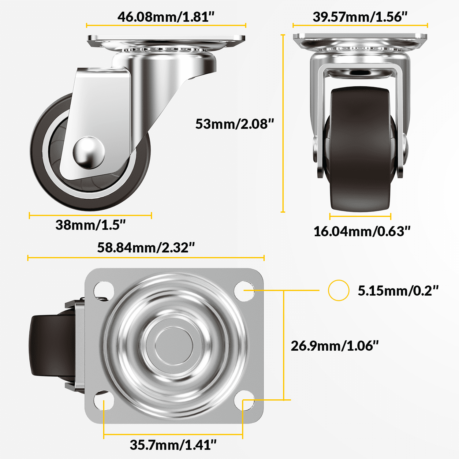 4 Inch Work Table Caster Wheels For Commercial Kitchen Prep