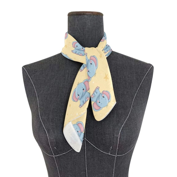 Square Scarf 24x24 Inch Starry Yellow Blue Elephants Silky Satin Sun Protection Neck Scarf for Women Multi-Purpose Head Wrap Bandana for Hair Bag Decoration