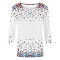 thumbnail image 5 of Cavosen Red White and Blue T Shirts Women Petite Independence Day 3/4 Sleeve Round Neck T Shirts USA Star Striped Graphic Tops Lady XL 4th of July Casual T Shirts Red White and Blue Tunic Tees, 5 of 5