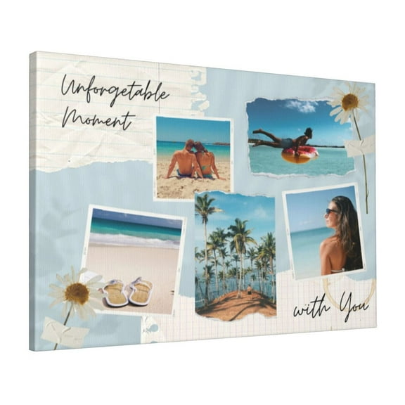 Custom Canvas Prints Blue Minimalist Travel Summer Personalized Photo Image Collage DIY Framed Kit Wall Art Picture Room Decor 16x20 inch