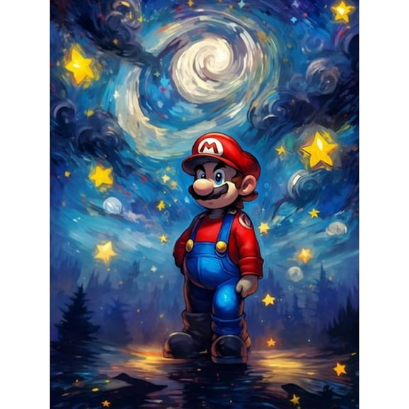 Mario Diamond Art Painting Kits, Diamond Art, Full Drill 5d Diamond Dots Kits Gem Art for Adults Wall Home Decor(12"x16")