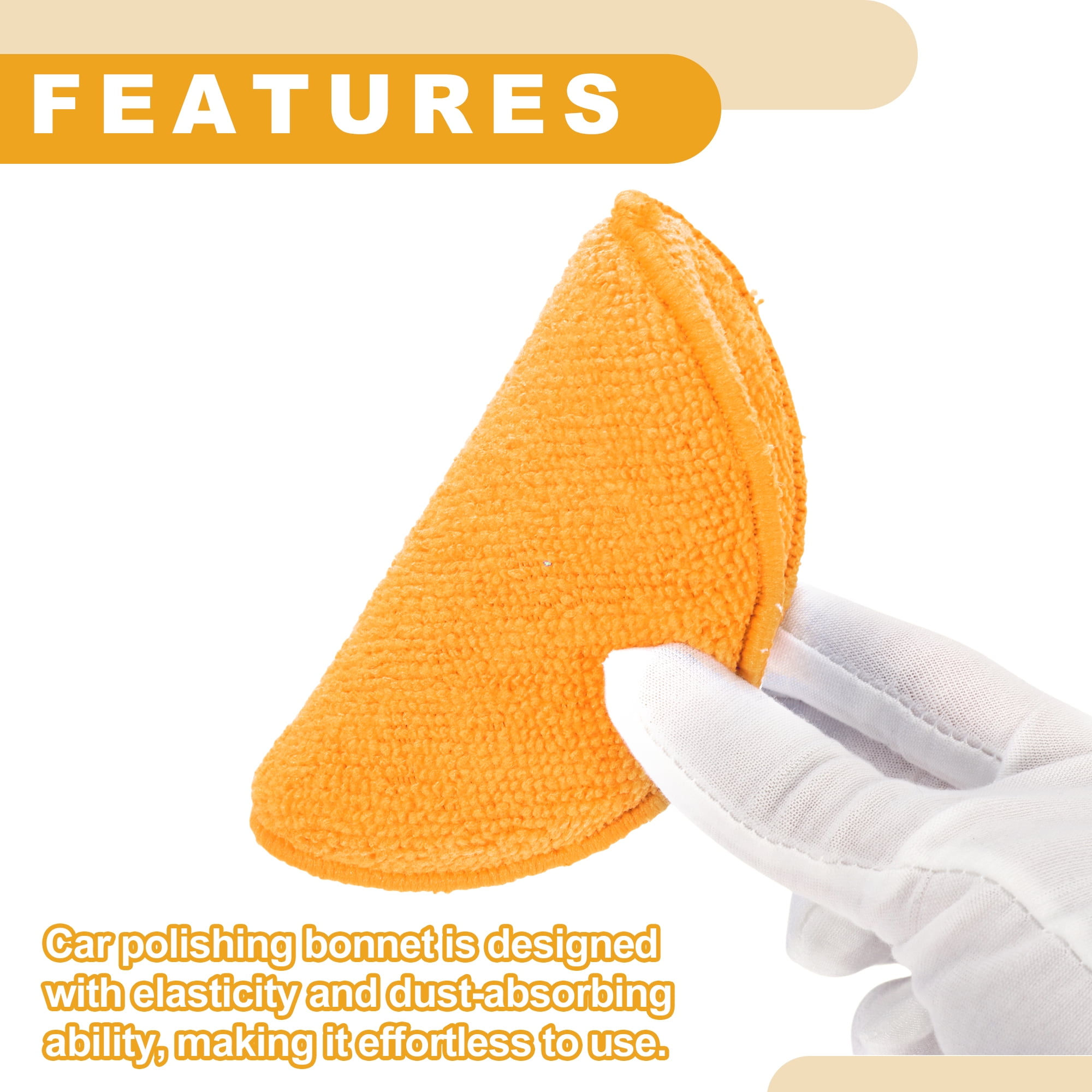 6Pcs 12.5cm Universal Microfiber Polishing Buffing Pad Auto Woolen Buffing Waxing Pad Car Polisher Buffer Drill Attachment Tangerine