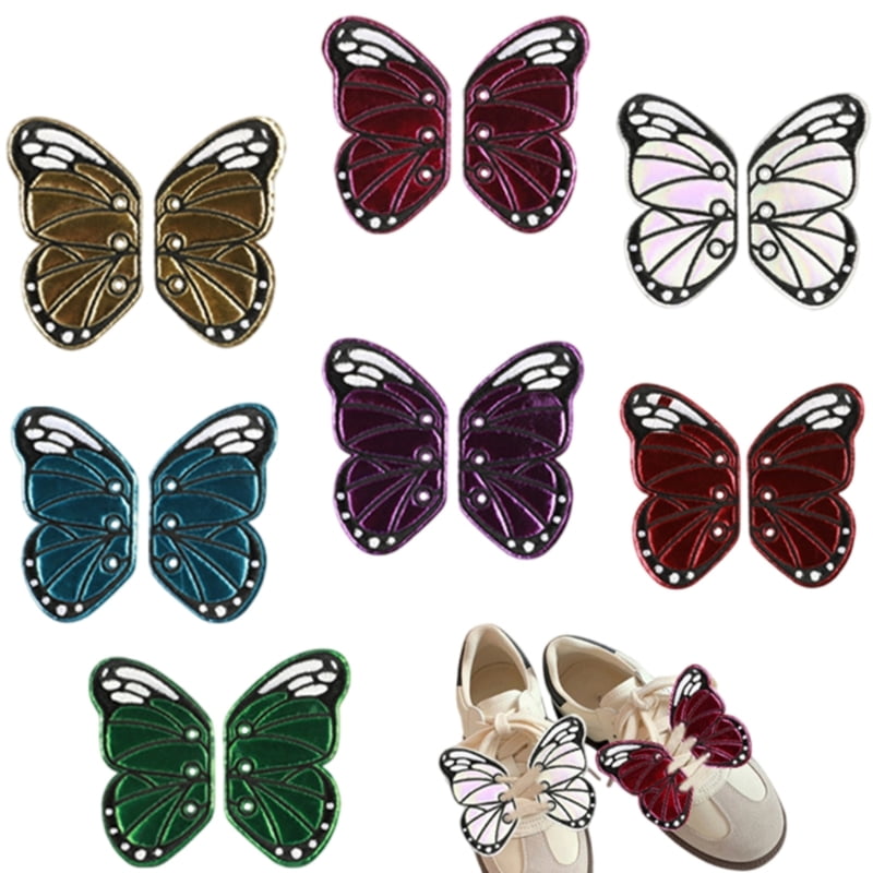 7 Pcs Cartoon Embroidered Patches Butterfly Wing Iron on/Sew On Patches Garment Accessories for Jeans Bag Hat