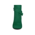 thumbnail image 6 of BLISSFUL STEP Women's Boots Faux Suede Ankle Booties Block Heel Round Toe Buckle Side Zip Boots Emerald Green 6, 6 of 7