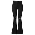 thumbnail image 2 of Gibobby Pantalones deportivos mujer Pantalones de mezclilla con dobladillo destruidos para mujer(Negro,G), 2 of 5