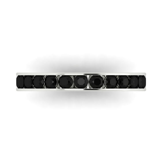 0.39 ct Brilliant Round Cut Natural Onyx 14k White Gold Stackable Band SZ 4