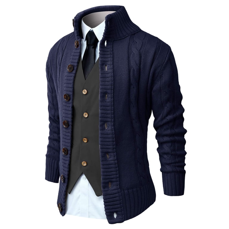 Iceglad Men's Cable Knit Cardigan Sweater photo 8