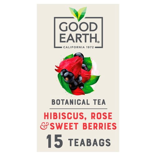 Good Earth Teabags Hibiscus, Rose & Sweet Berries 15's, British Import (Pack of 3)