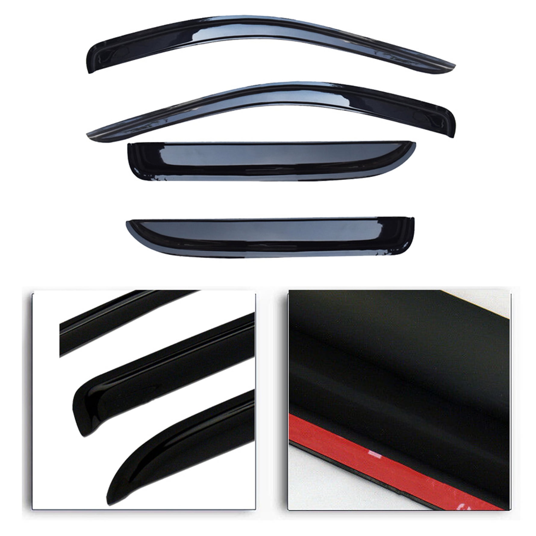 Genrics Side Window Deflectors Visor Vent Rain Guard Replacement for 2002-2009 Dodge Ram Quad Cab