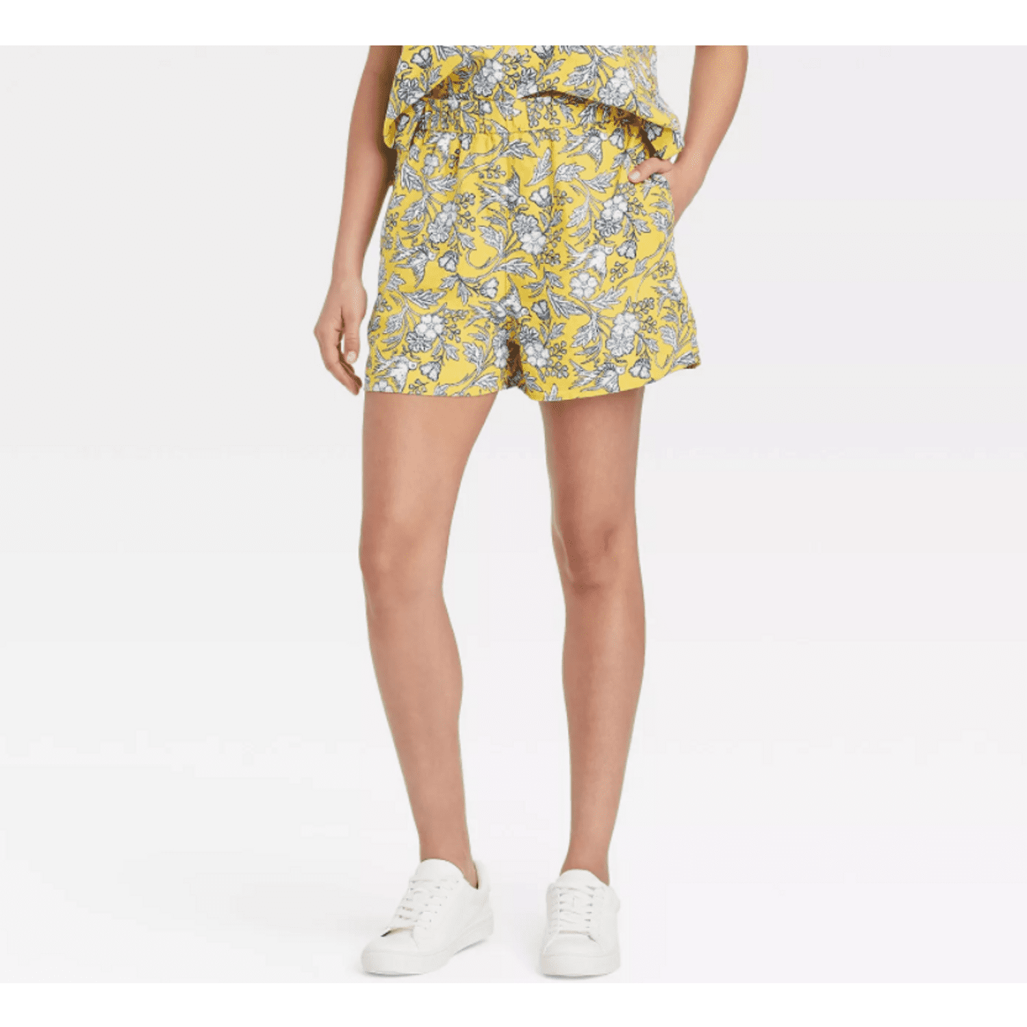 High Rise Pull On Shorts YELLOW FLORAL 