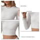 thumbnail image 5 of Camisa de punto para mujer Ticfox manga larga cuello redondo sin espalda ajustada S, 5 of 6