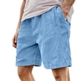 thumbnail image 2 of Mens Retro Corduroy Shorts Summer Casual Adjustable Elastic Waist Solid Color Comfortable Trousers with Pockets Light Blue XXXXL, 2 of 5