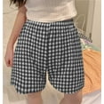 thumbnail image 2 of Womens Bermuda Shorts Casual High Waist Plaid Capri Pants Retro Straight Wide Leg Pants A Line Sweatpants Summer Flowy Shorts One-Size, 2 of 5