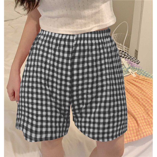 WILLBEST Pantalones Casuales para Mujer, Cintura Alta, Cuadros, Retro, Rectos, Pierna Ancha, Corte A, para Damas Unitalla