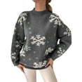 thumbnail image 1 of Chandail de Noël pour Femme Imprimé Cardigan Chaud Duveteux Décontracté Tricot Mi-Long Fermeture Manteau Torsadé Chandail Mode Col Rond Blouse, 1 of 6