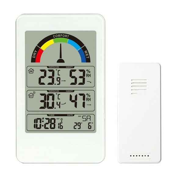 Wireless Display Digital Temperature Humidity Monitor, Weather Station Indoor Outdoor Weather Clock Hanging Type ,Long Lasting