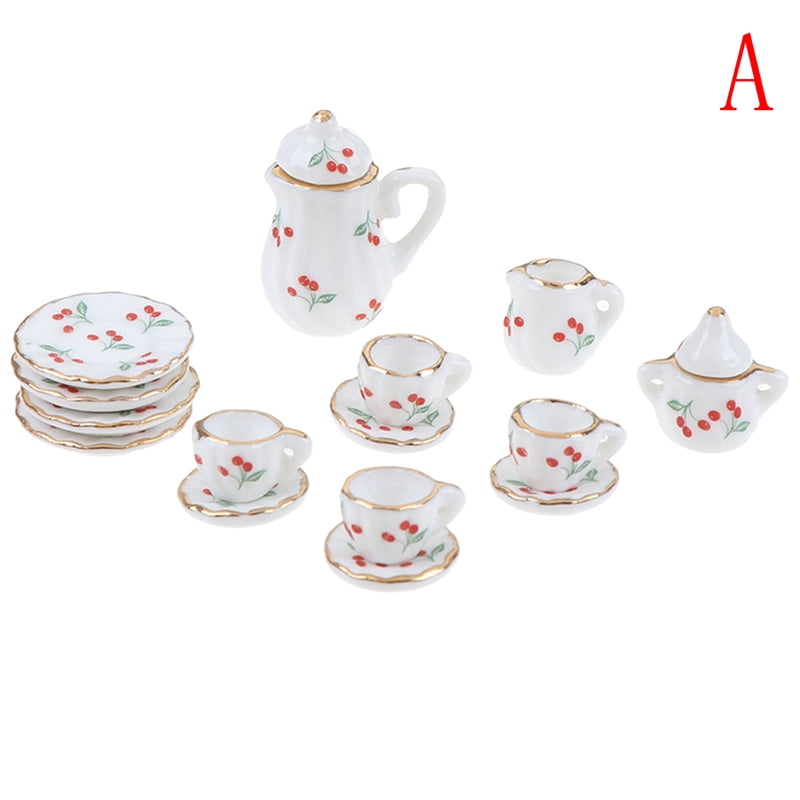 1:12 Dollhouse mini furniture accessories colorful ceramic teapot 15pcs/_chPDH 