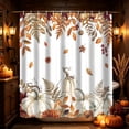 thumbnail image 4 of Lilixerw Halloween Shower Curtain, Cream Pumpkin Maple Fern Fall Print, with 12 Hooks Included, for Tub Space and Bathroom Interior Decoration, 70.8x59 inch, 4 of 6
