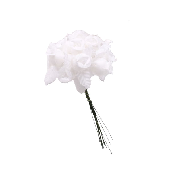 Naiovety Cabezas de flores artificiales, Mini ramo de rosas, hogar, boda, guirnalda DIY, plantas falsas, arreglo de fiesta, suministros de Kits de decoración para fiestas Blanco