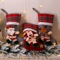 thumbnail image 4 of Calcetines de Navidad , paquete de grandes clásicas de a cuadros para colgar en la chimenea,adorno para decoración de fiestas de Navidad, 4 of 4