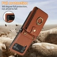 thumbnail image 6 of REQO Phone Case for Samsung Galaxy Z Flip 4 5G 2022 Wallet Cell Cover with and Crossbody Strap Ring Stand RFID Credit Card Holder ZFlip4 Z4 Flip4 4Z Accessories Kickstand Women Men Girls Brown, 6 of 7